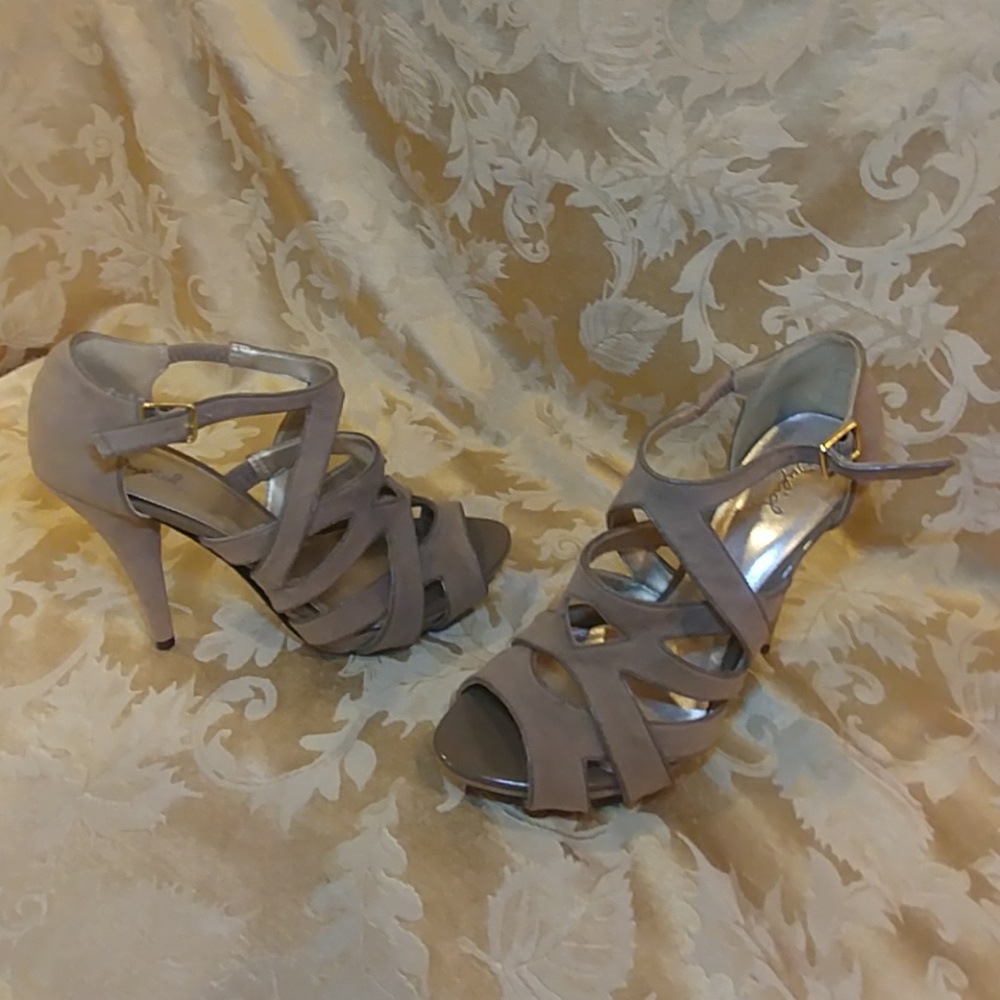 Qupid Tan 5" High Heels, Faux Suade